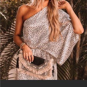 NWT impressions one shoulder print dress - cooling material - small